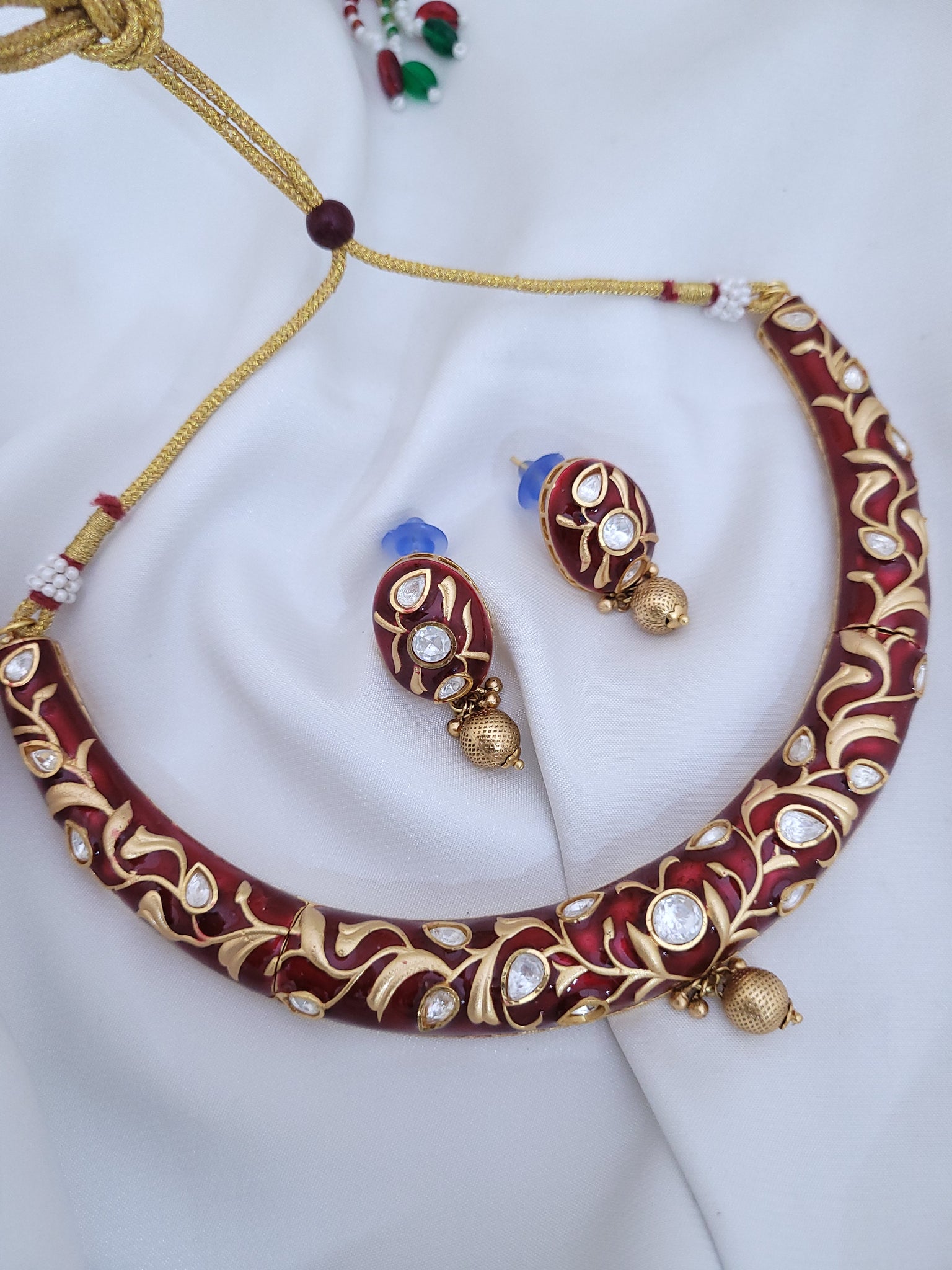 Red Meena Golden Necklace