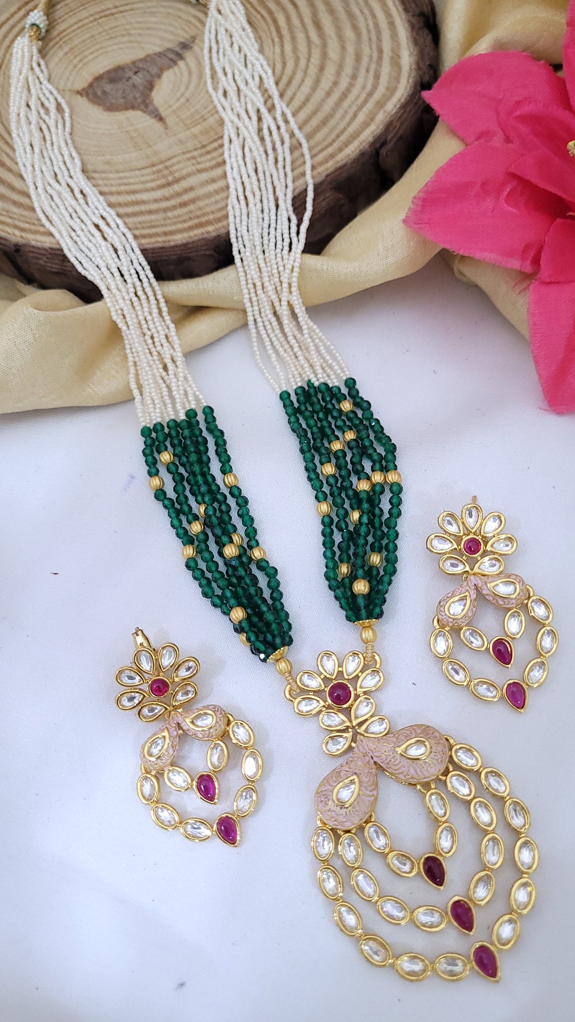 Kundan Green Long Set