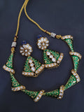 Green Meena Kundan Necklace