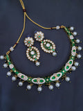 Green Meena Kundan Necklace