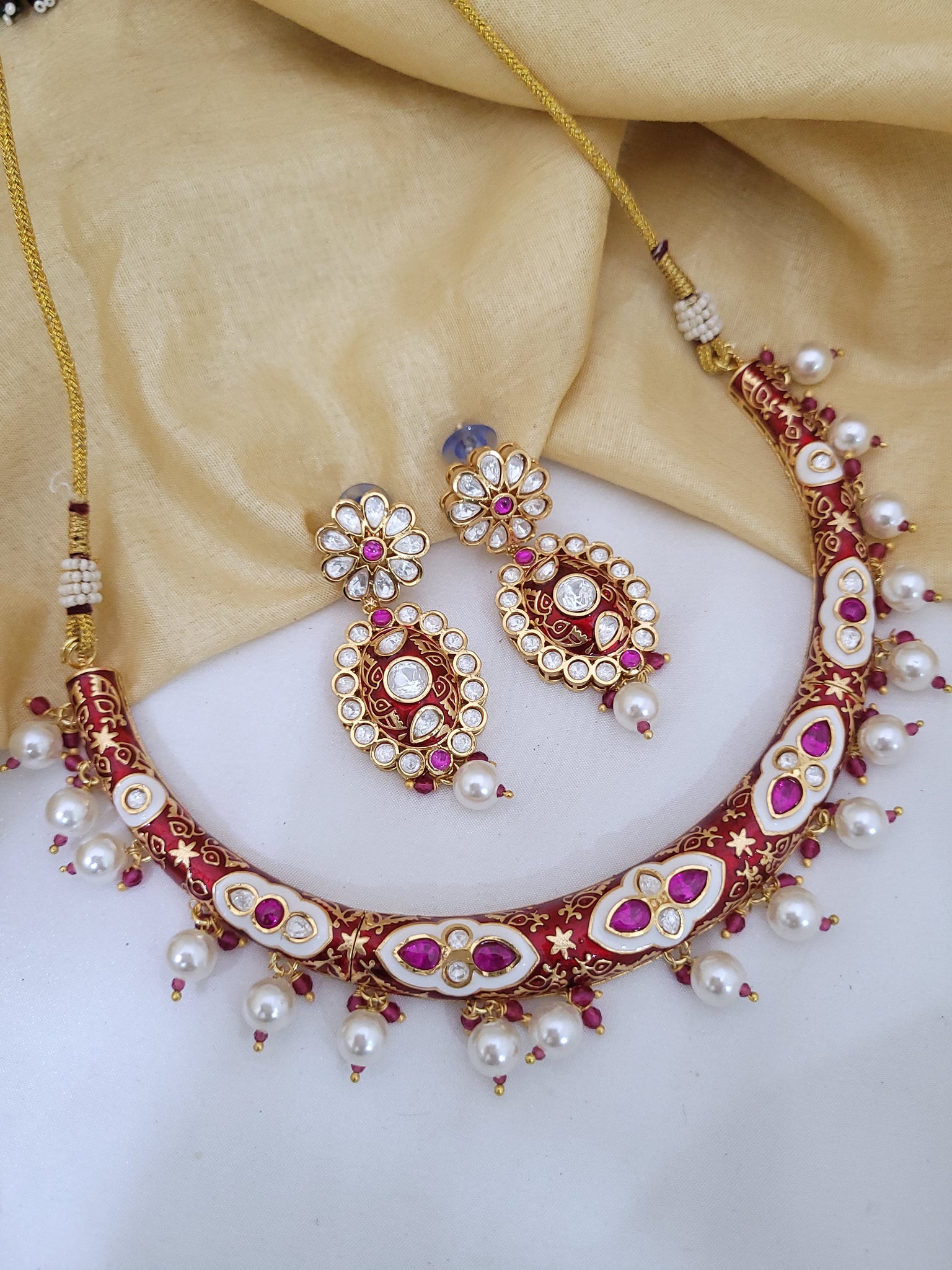 Ruby Meena Kundan Necklace