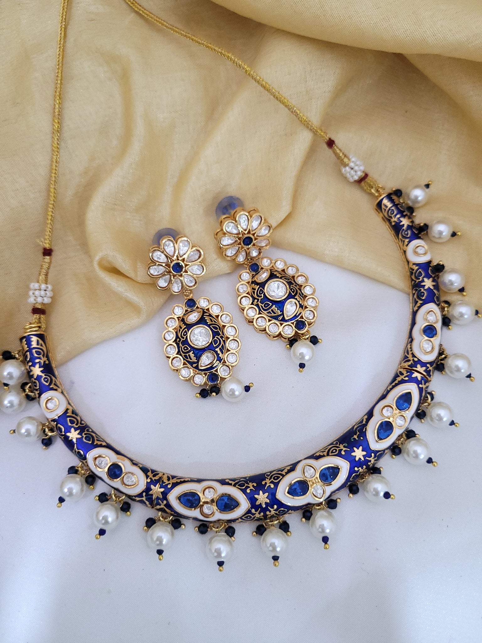 Blue Meena Kundan Necklace