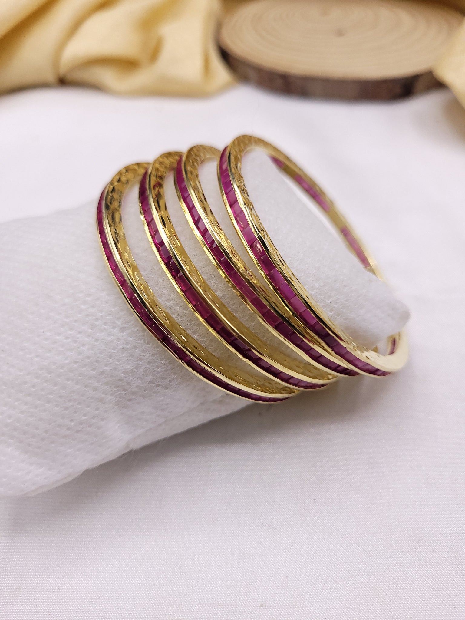 Golden Ruby Bangle 4pc set