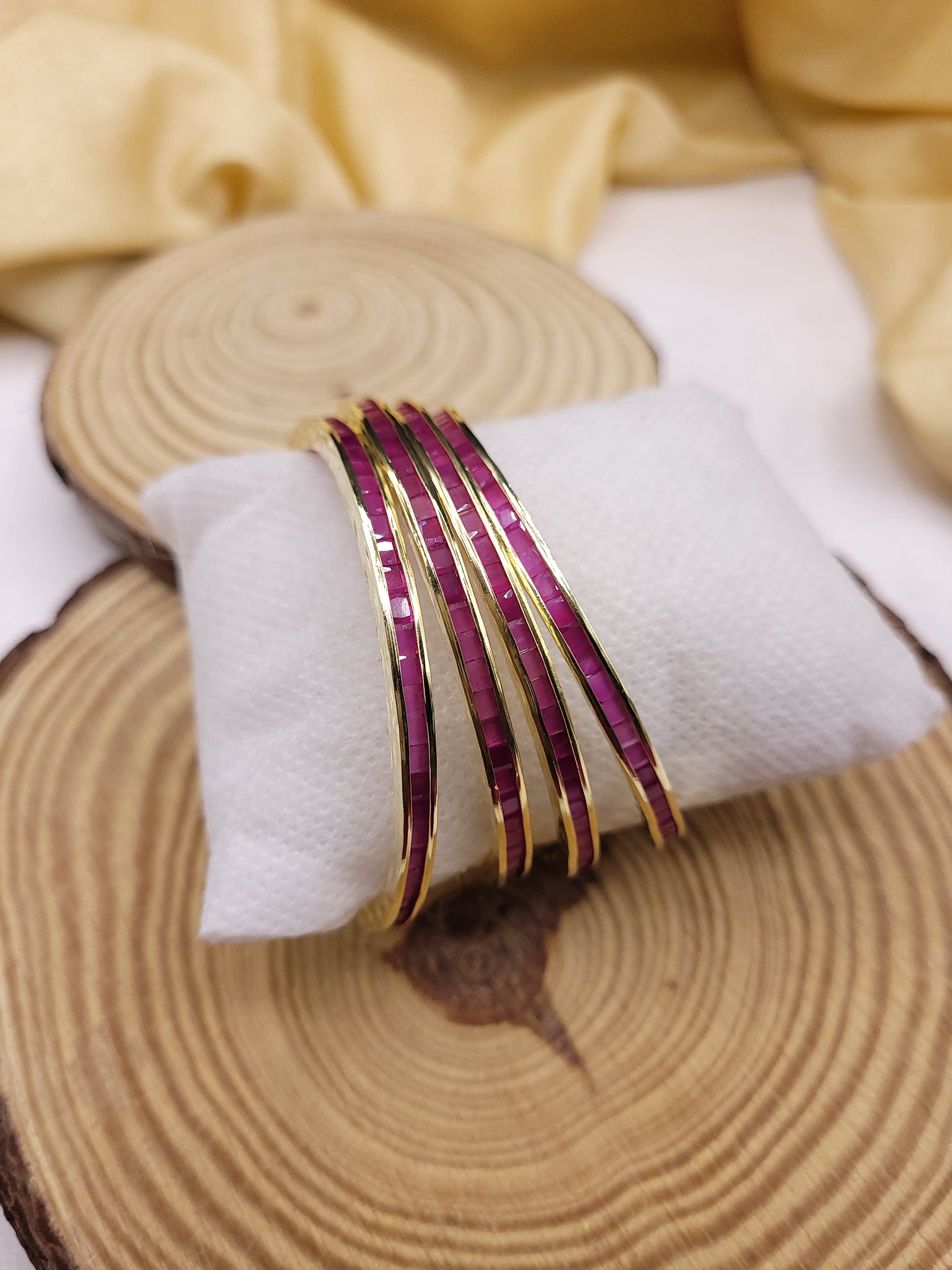 Golden Ruby Bangle 4pc set