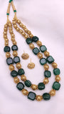 Green Golden Double Line Moti Mala