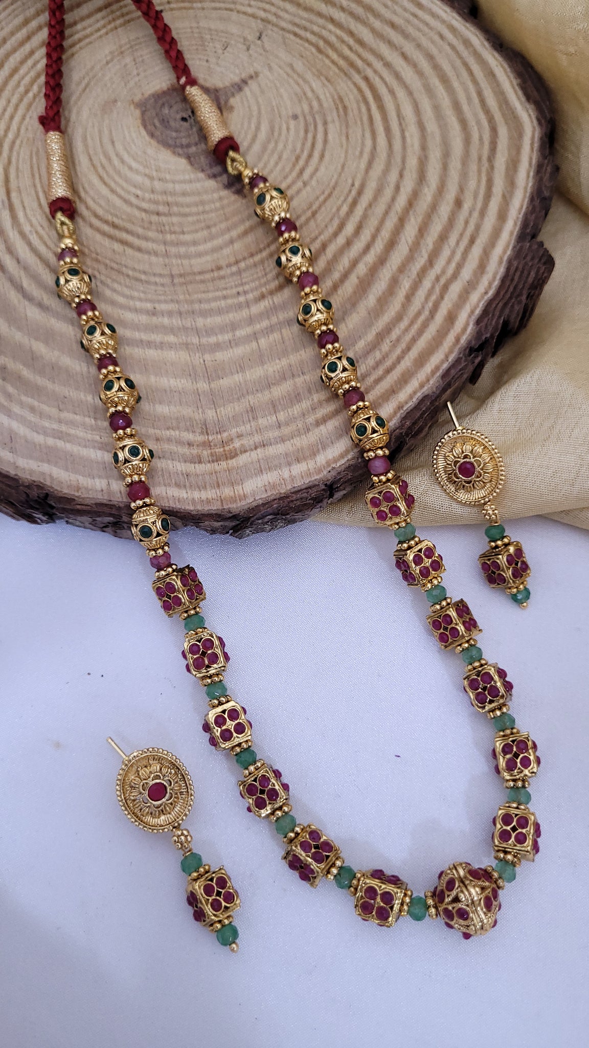 Ruby Moti Golden Mala