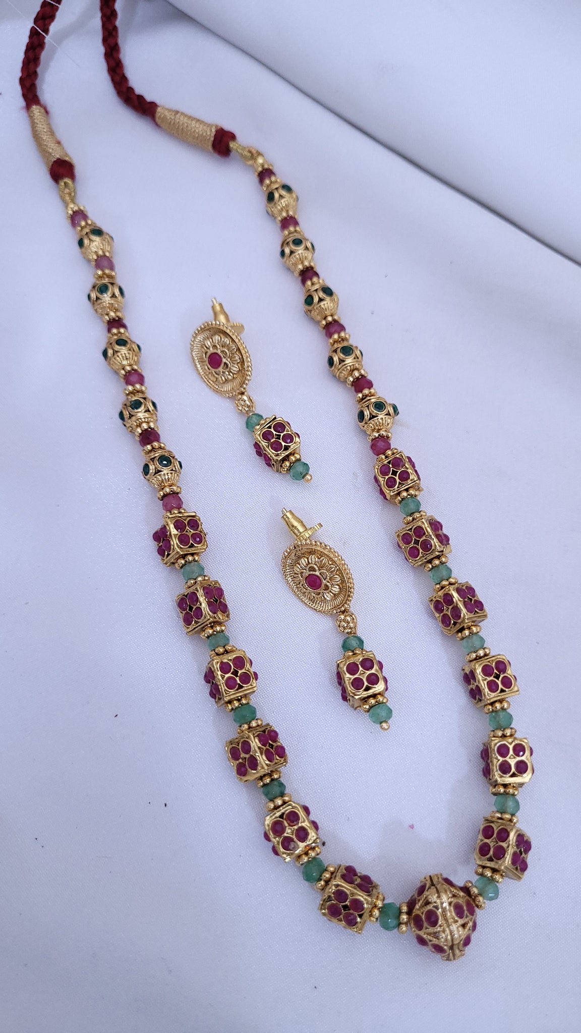 Ruby Moti Golden Mala