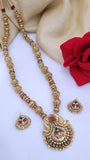 Golden Moti Pendent Set Mala