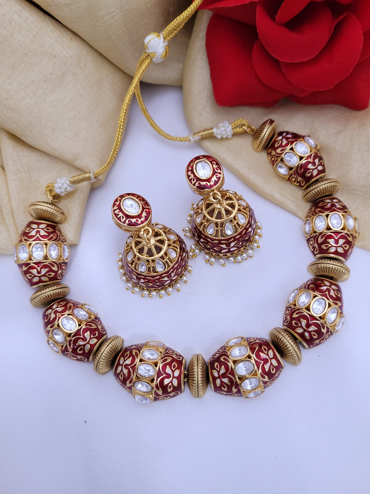 Red Meena Best Design Necklace