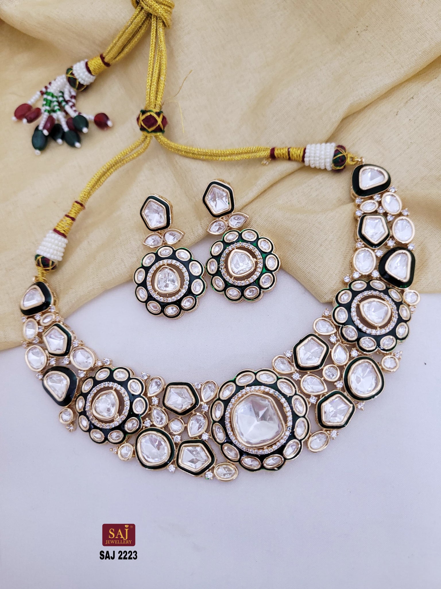 Moissanite kundan neckless with earring