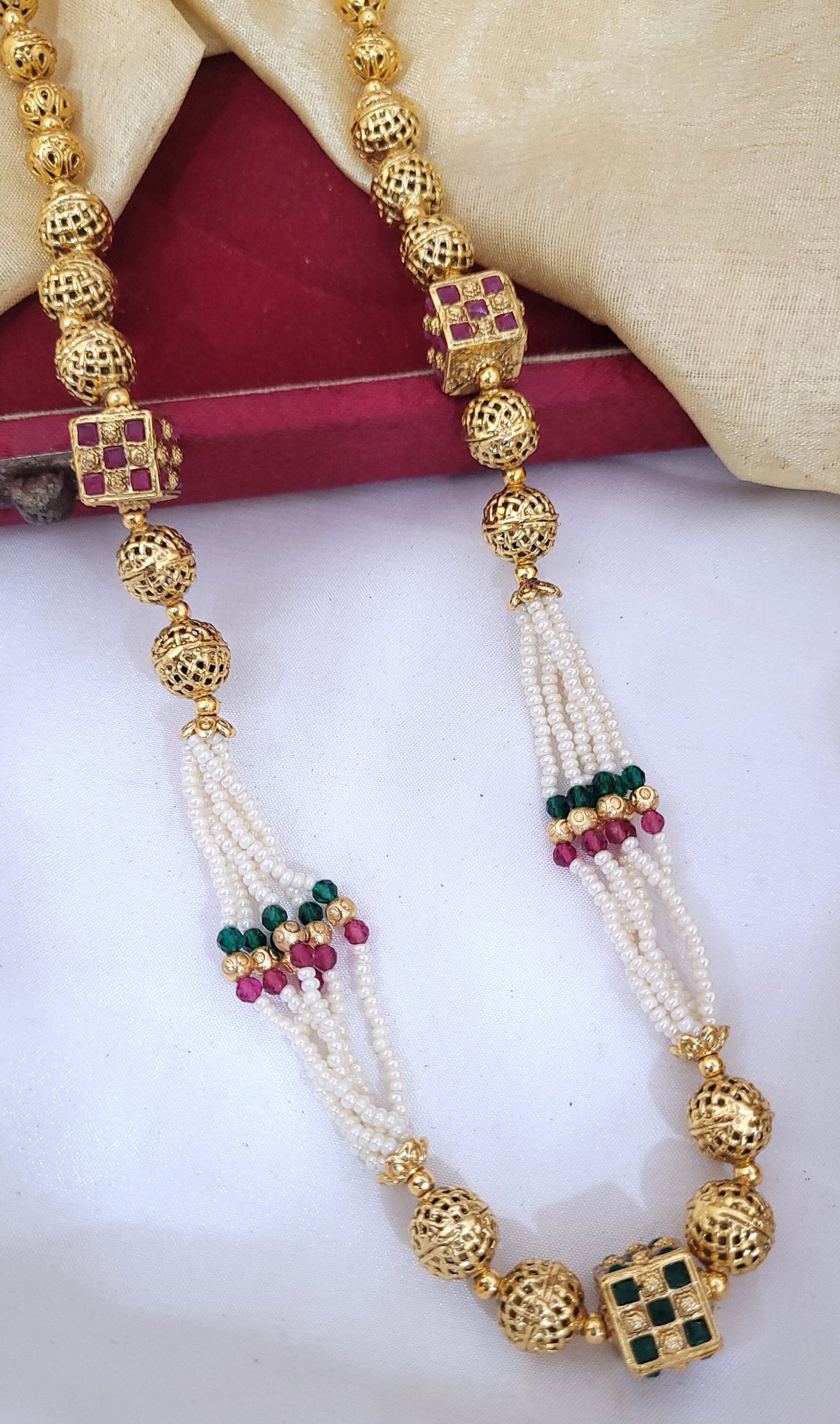 Ruby Green Moti Mala