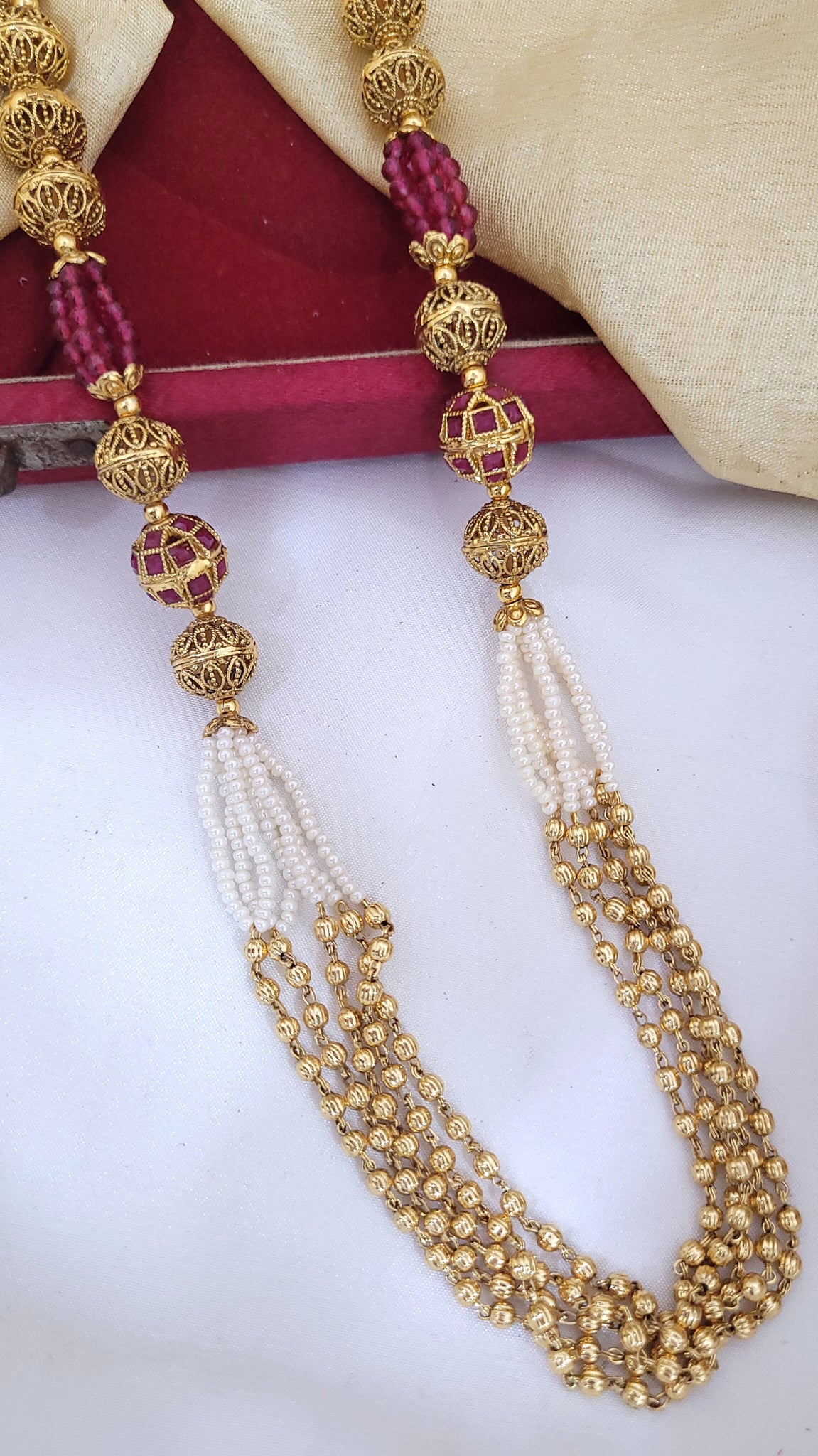 Ruby Gold Chain Mala