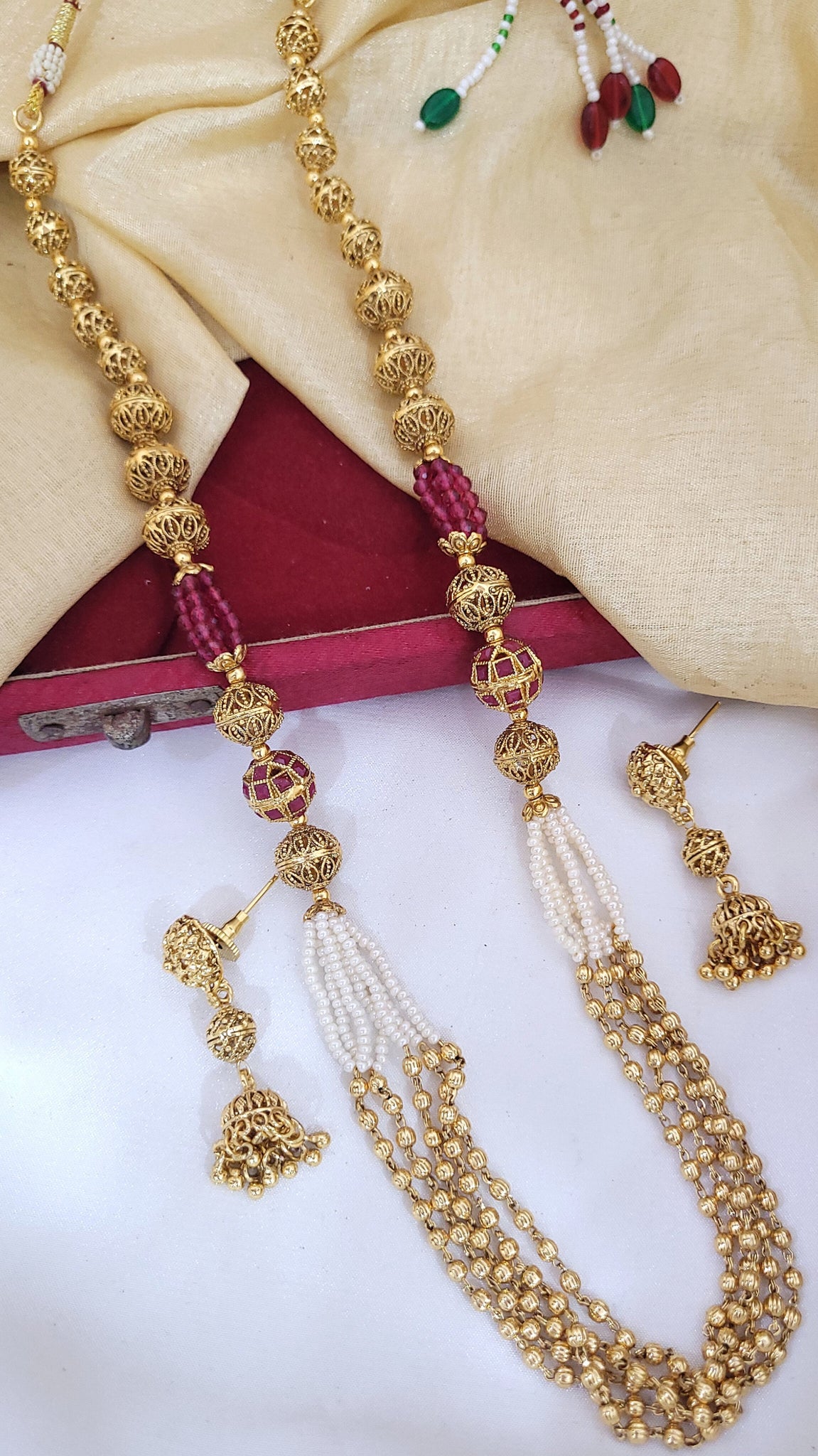 Ruby Gold Chain Mala