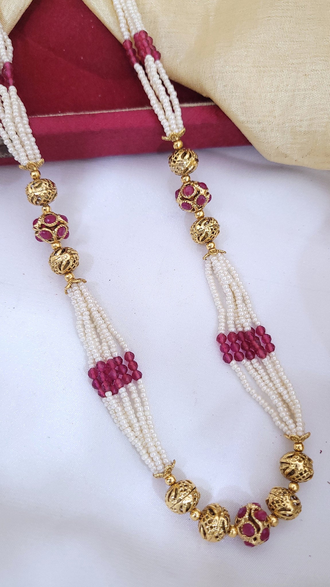 Traditional Ruby Gold Mala