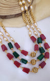 Gold Ruby Green Mala