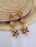 Gold Ruby Green Square Moti Mala