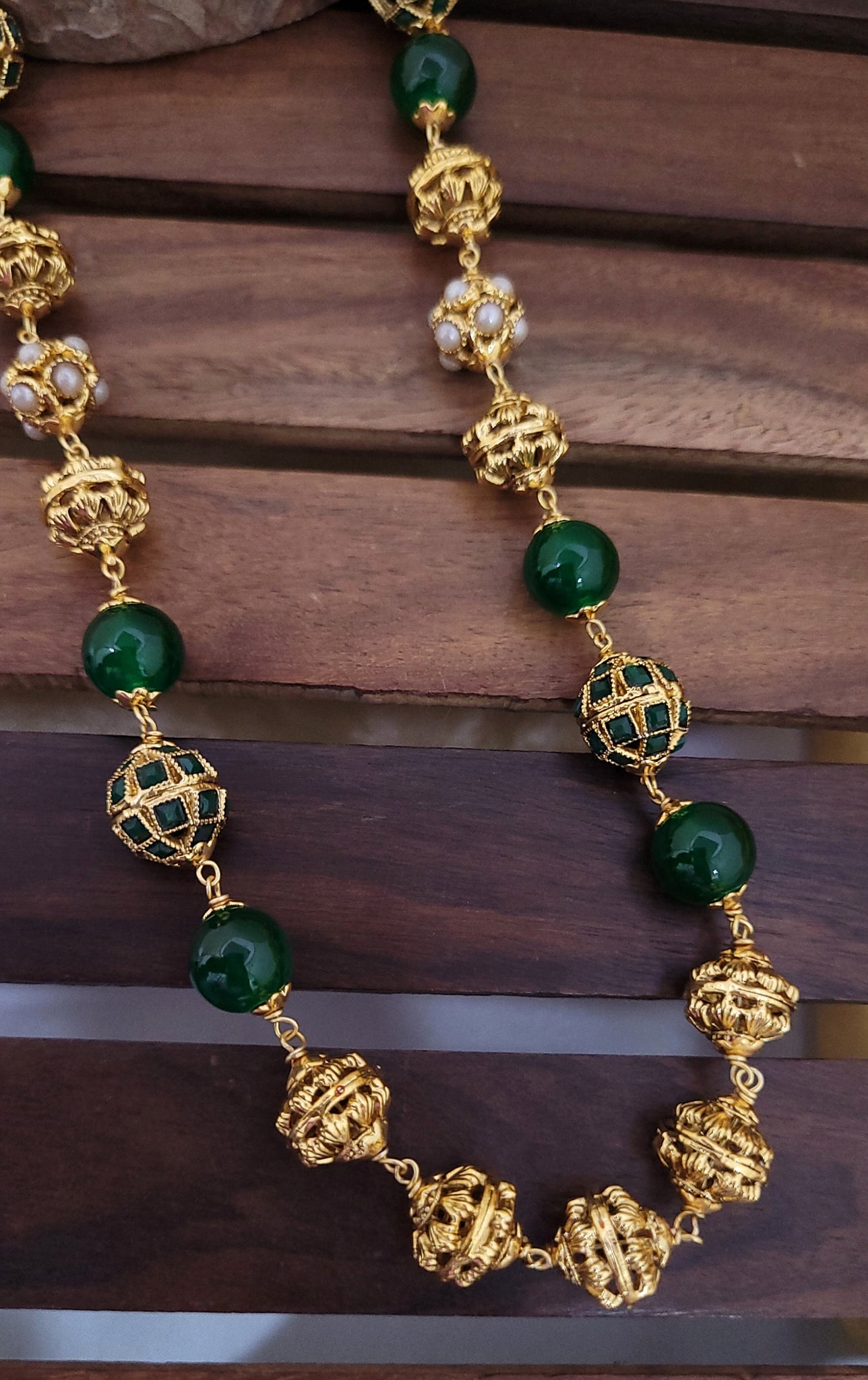 Traditional Gold Green Mala