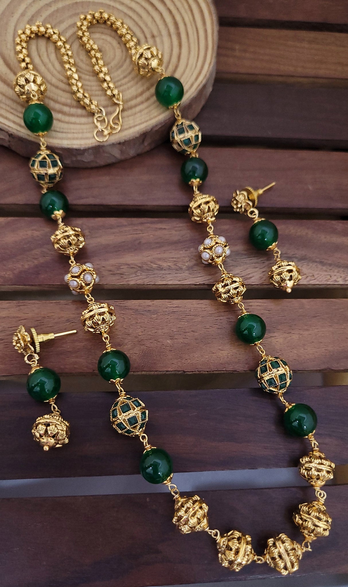 Traditional Gold Green Mala