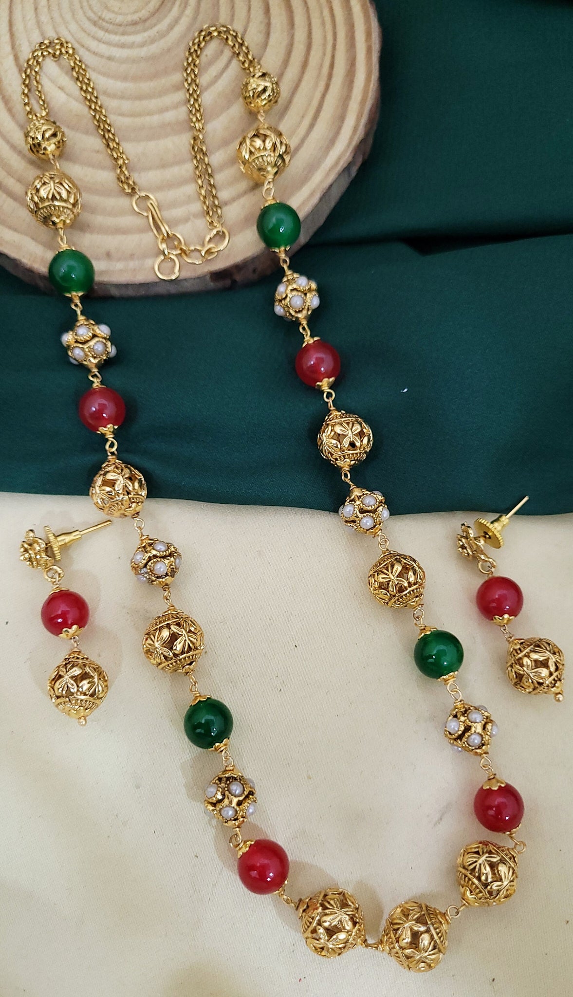 Ruby Green Golden mala