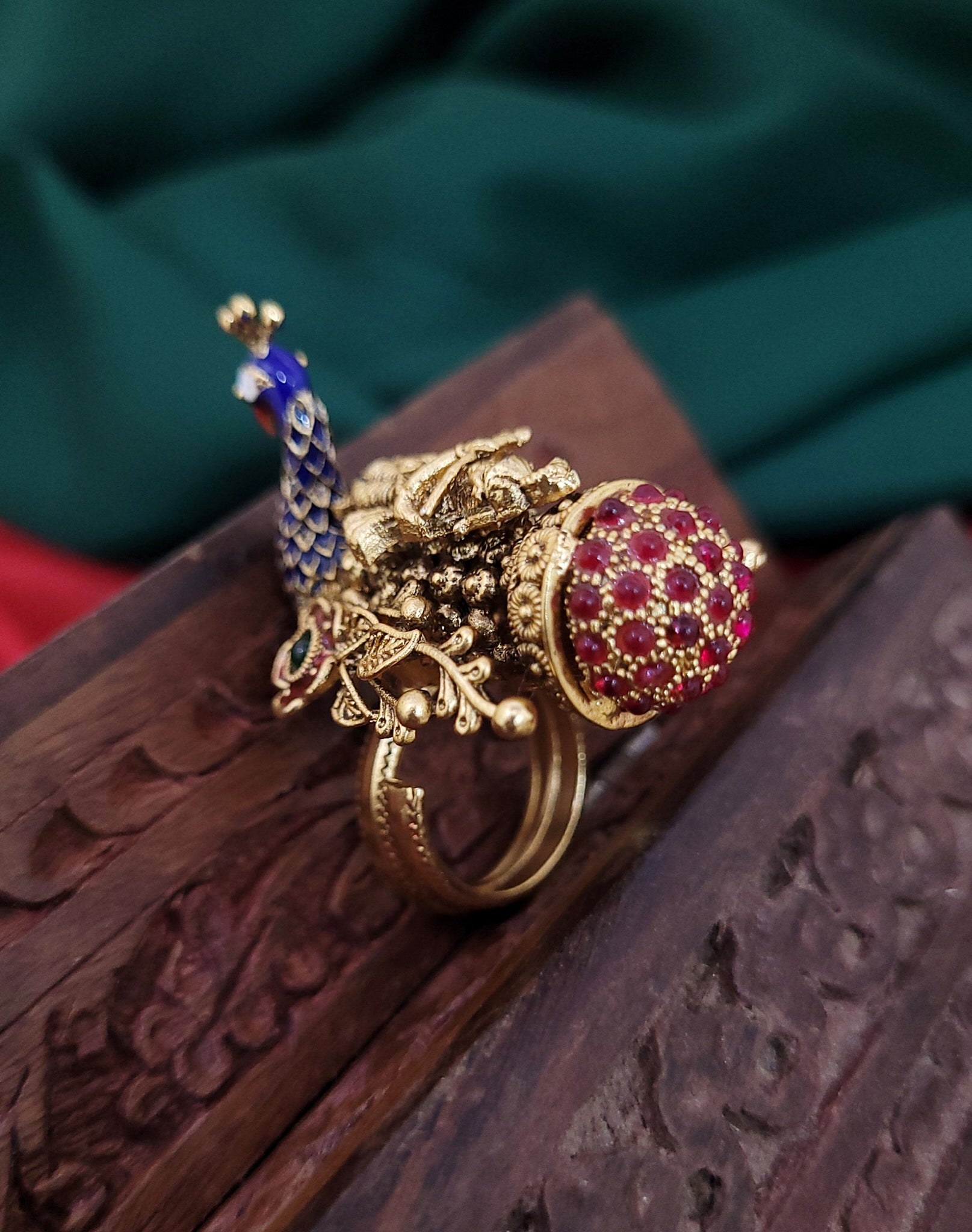 Peacock Ruby Green Ring