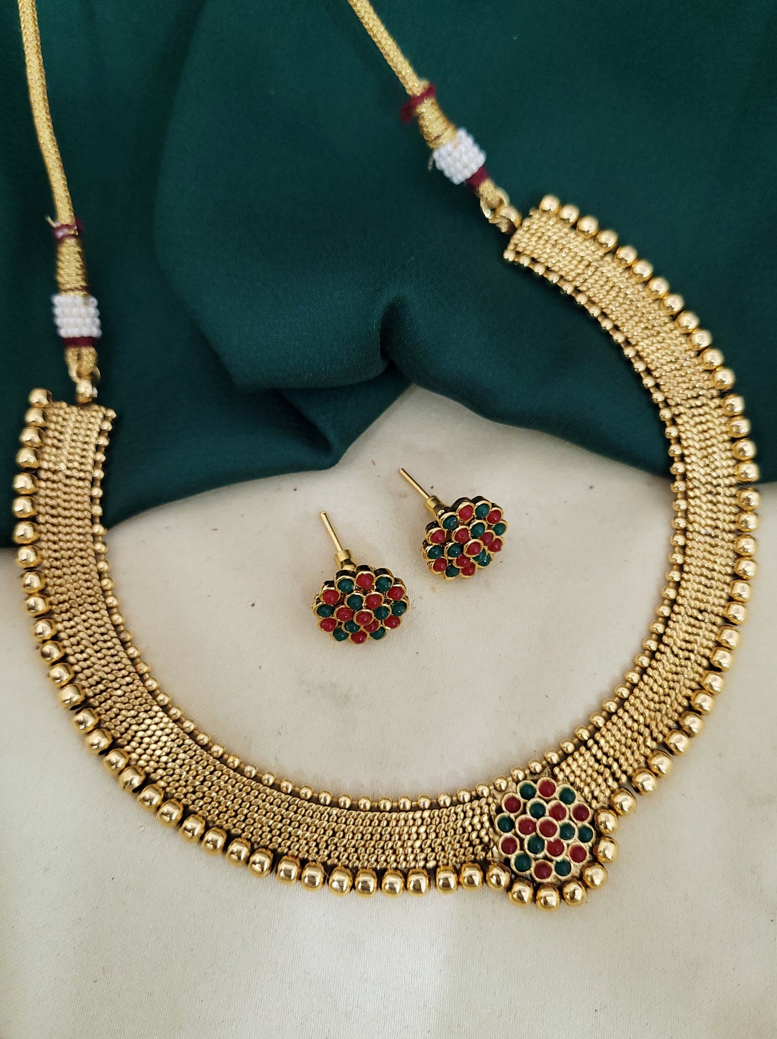 Golden Ruby Green Simple Necklace