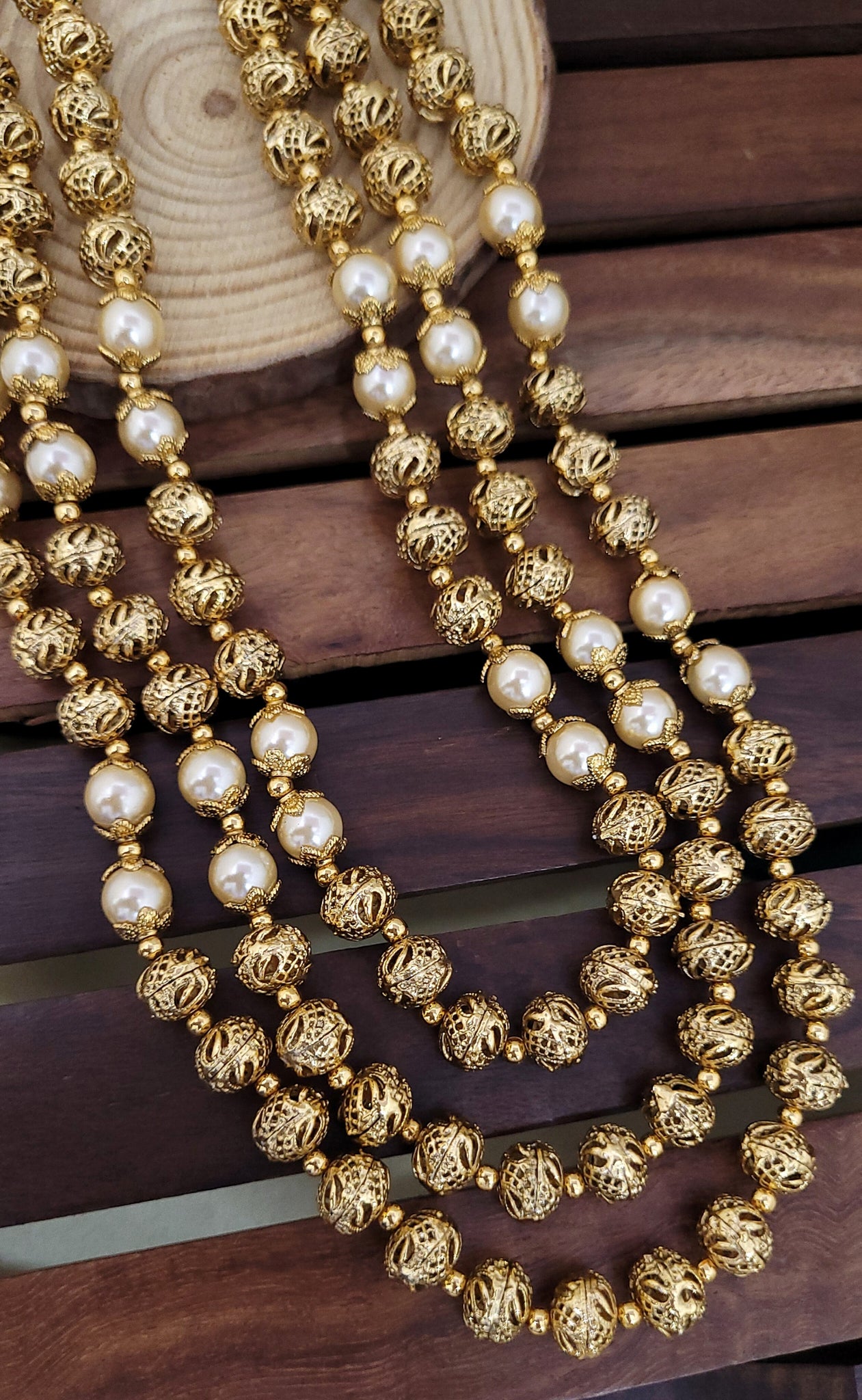 Triple Lines Golden Mala