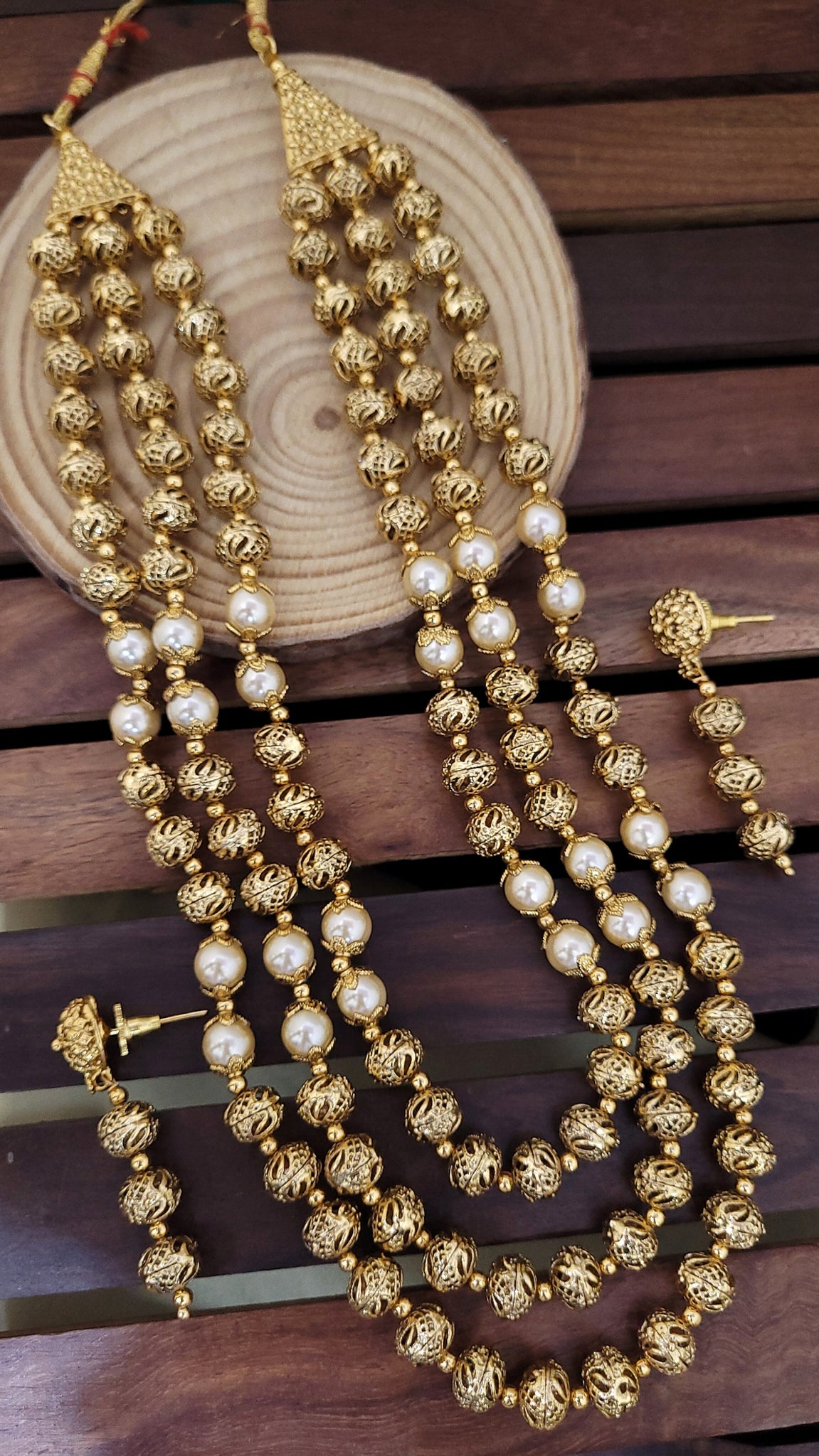 Triple Lines Golden Mala