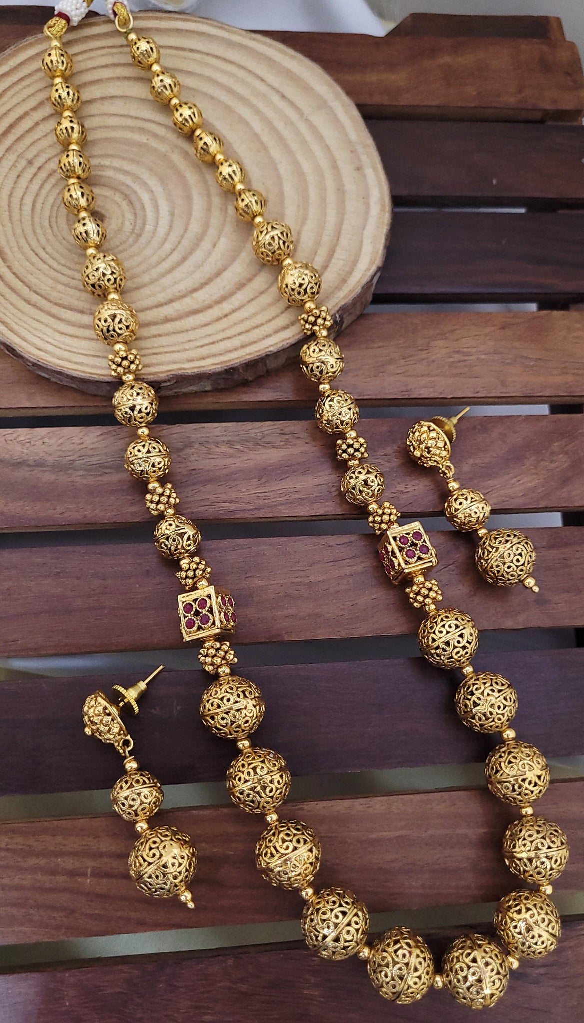 Golden Netted Design Moti Mala