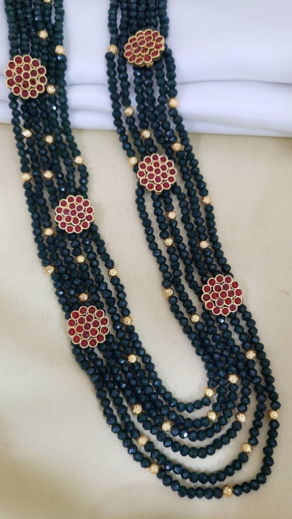 Ruby Green Long Mala