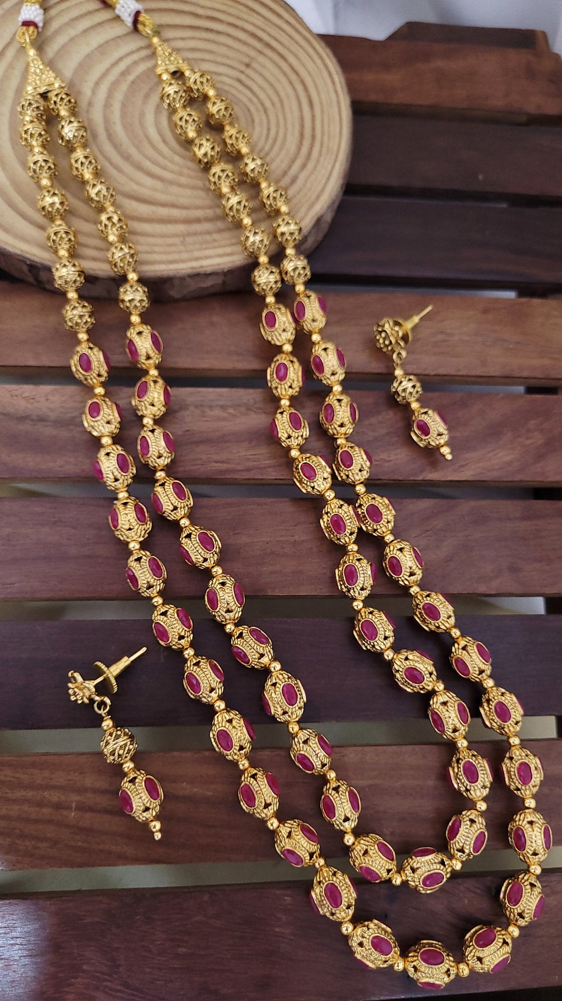 Traditional Ruby Golden mala