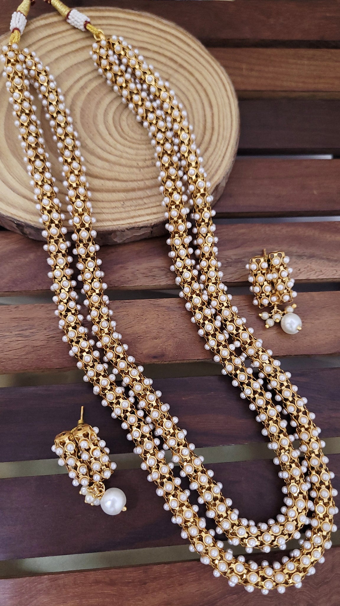 Golden White Double Line Mala