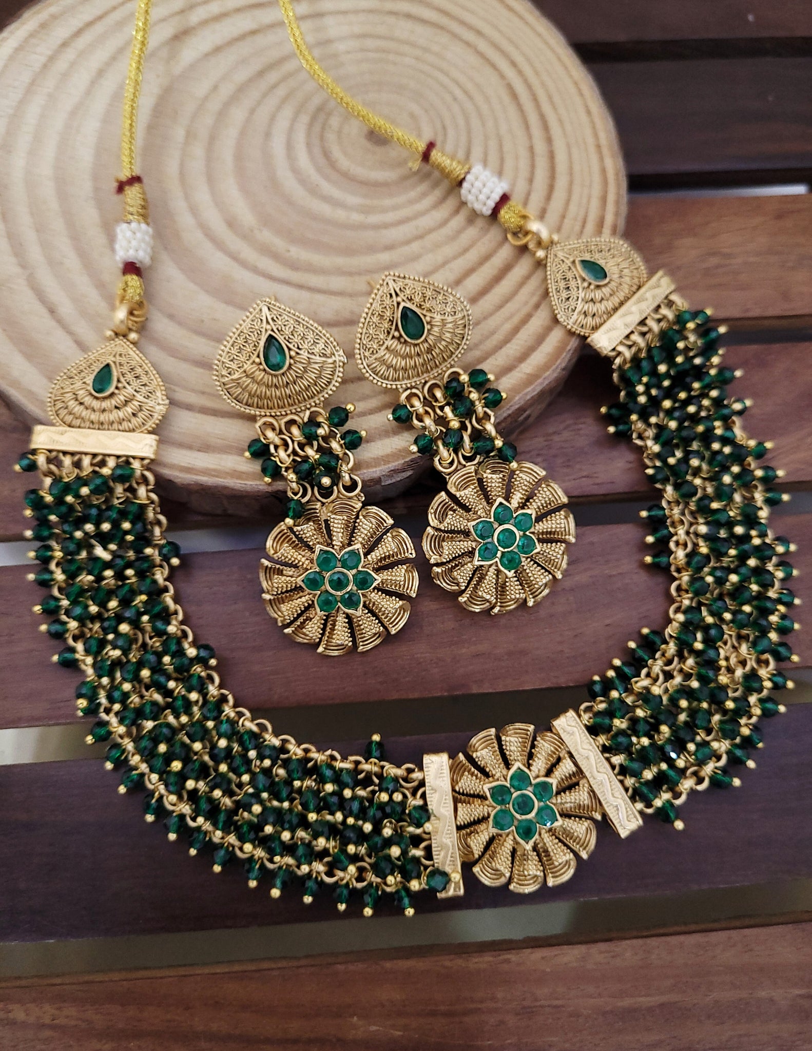 Golden Green Traditional Necklace