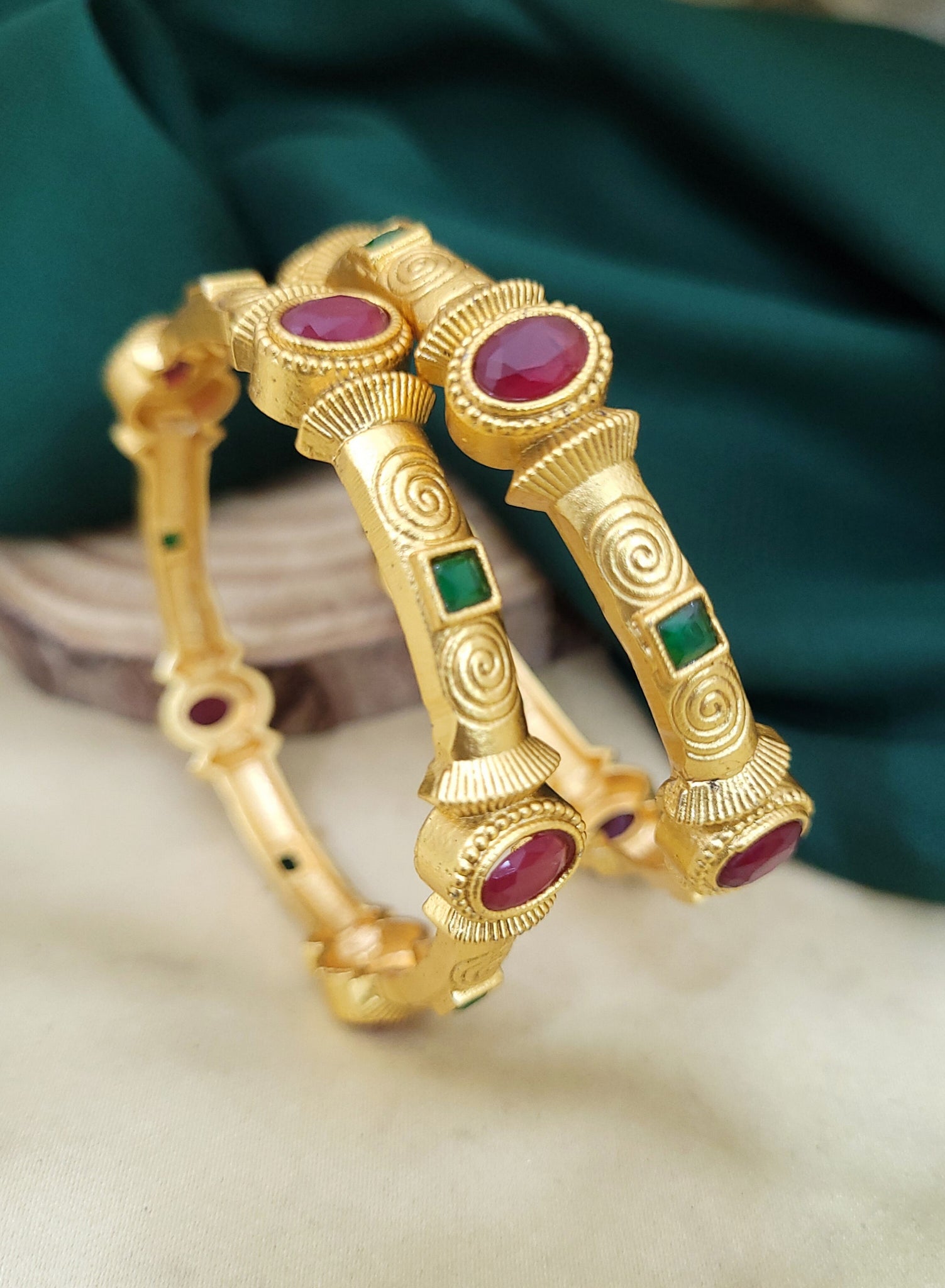 Golden Ruby Green Bangle