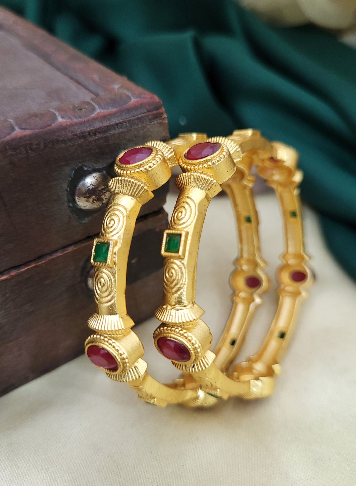 Golden Ruby Green Bangle