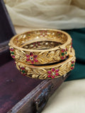 Ruby Green Golden Bangle