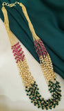 Ruby Green Golden Mala Beads 20INCHE