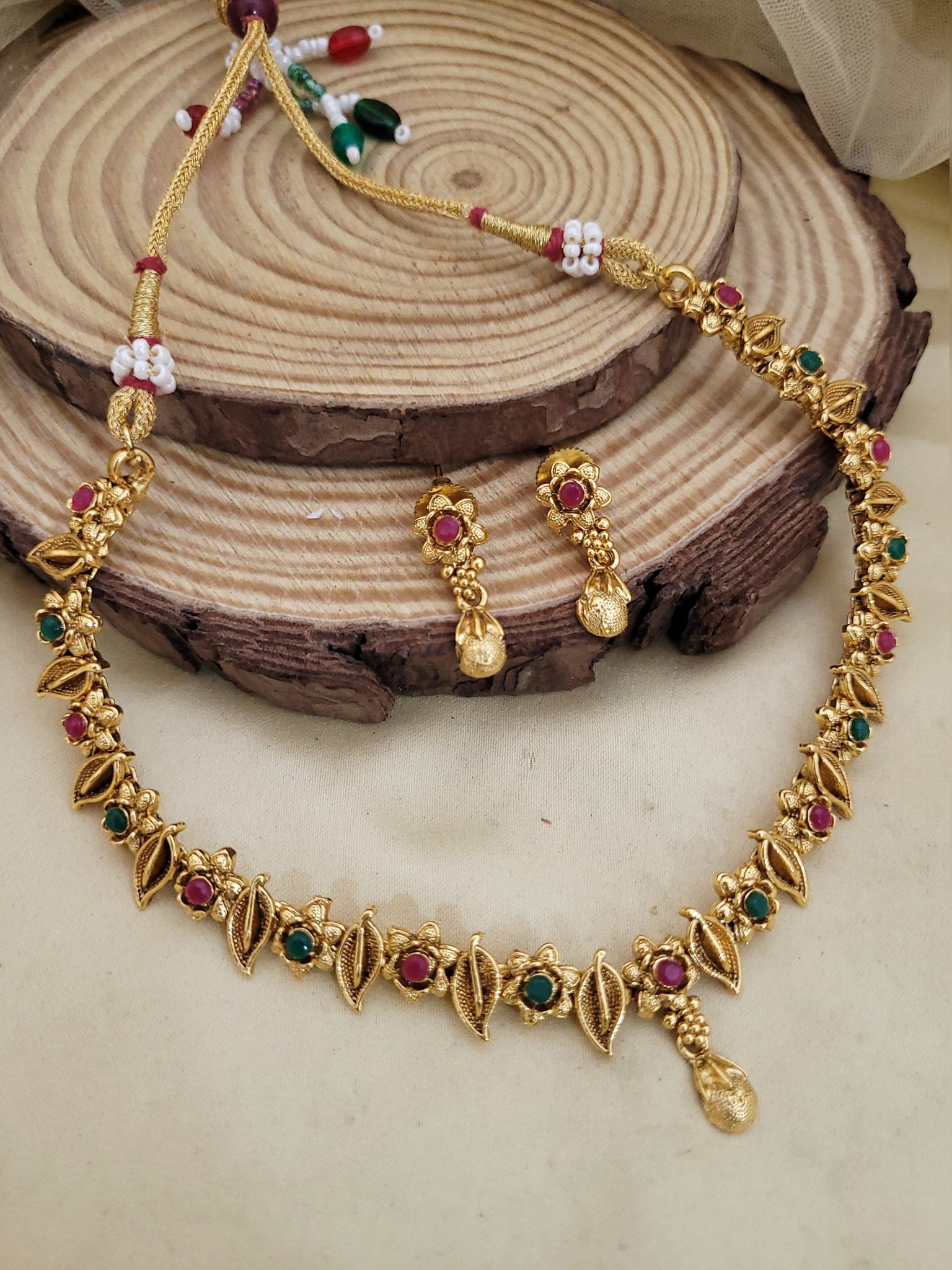 Ruby Green Golden Necklace