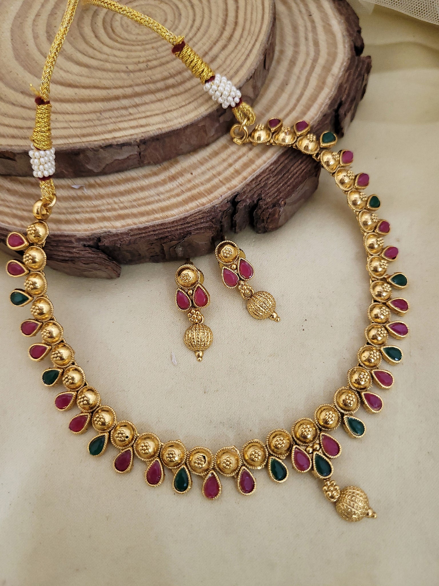 Ruby Green Golden Necklace