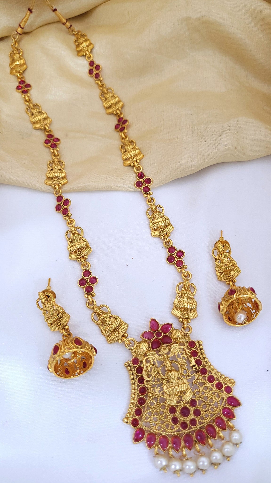 Golden Ruby Long Necklace