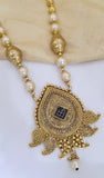 White Moti Golden Pendent Set