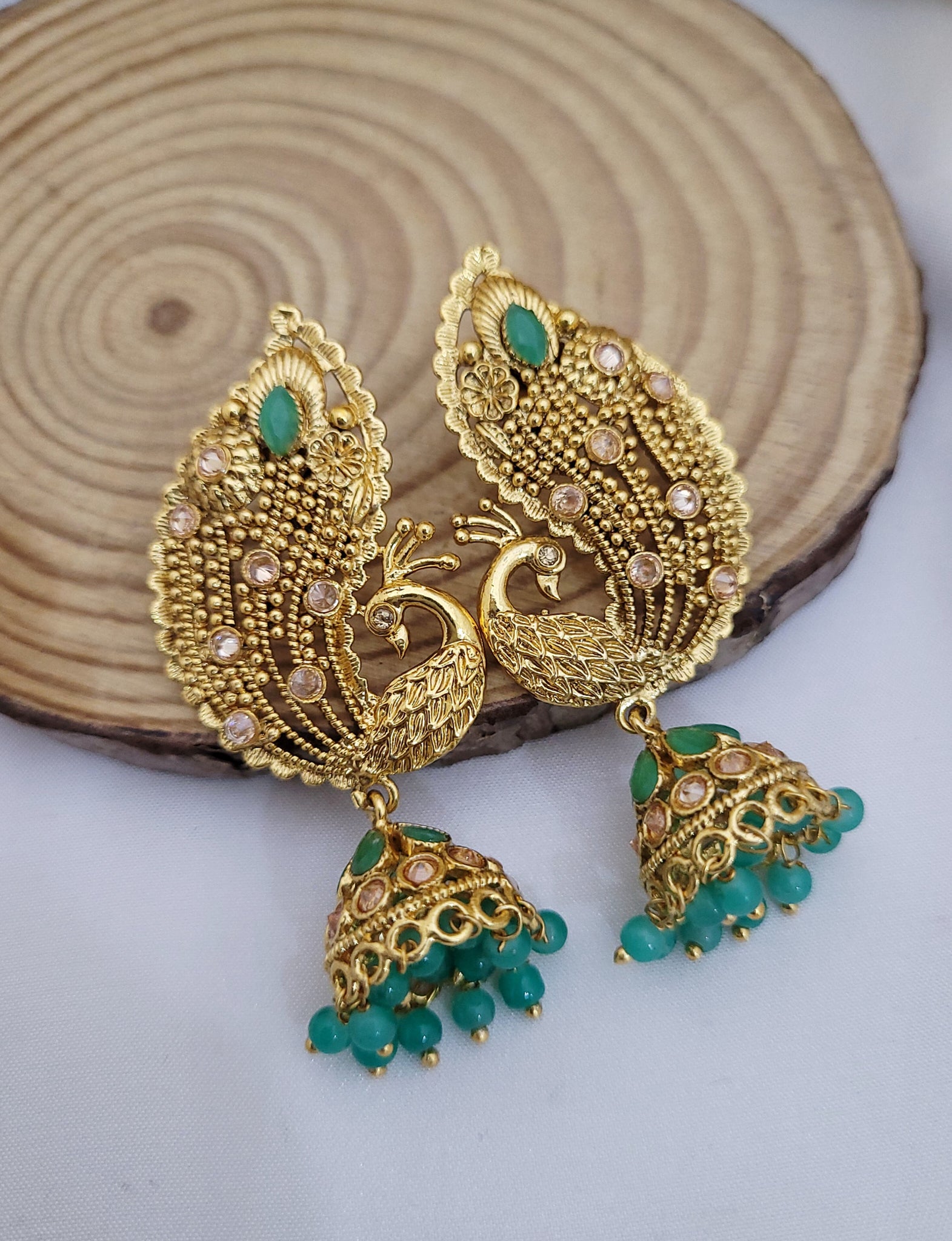 Peacock Golden Earings