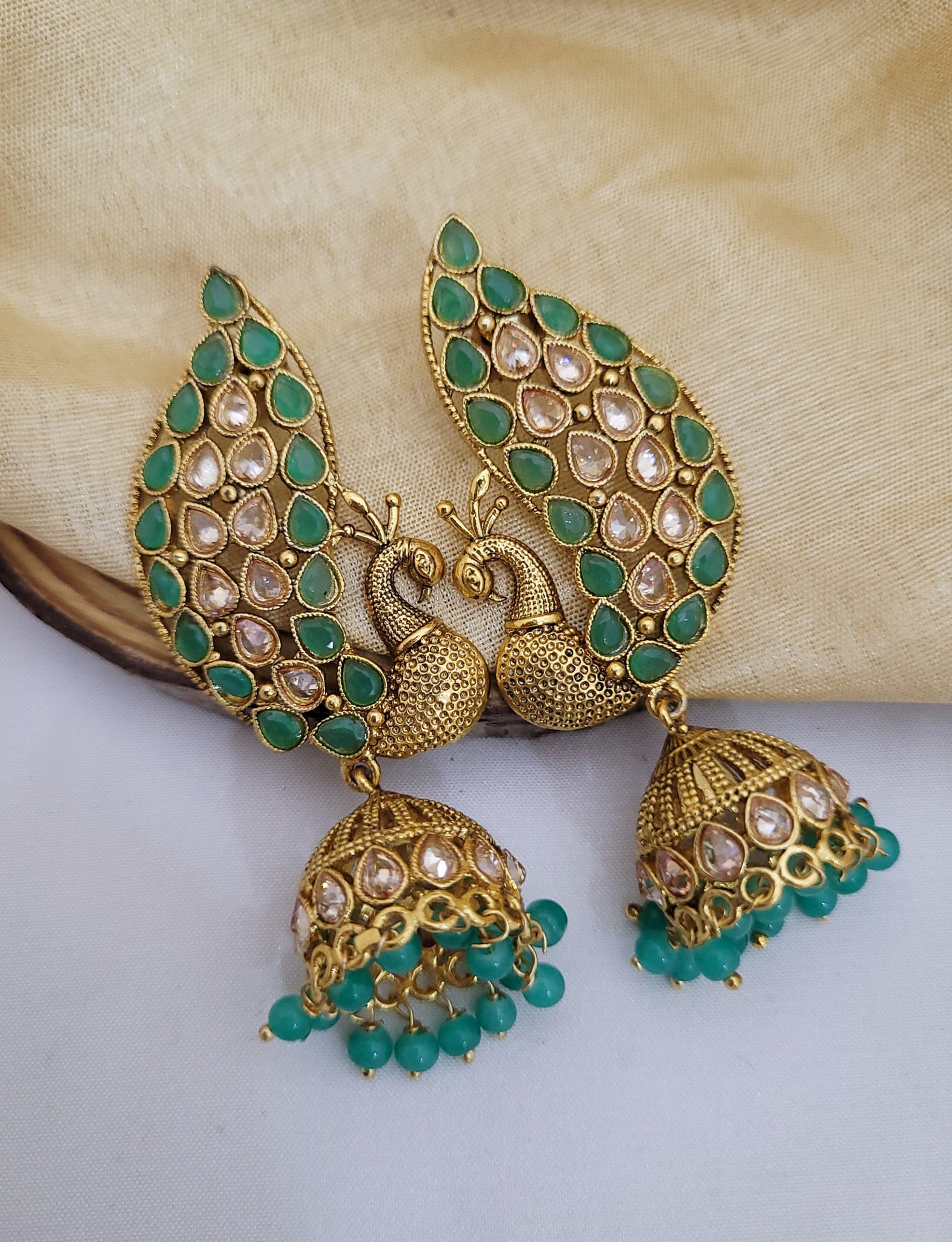 Golden Peacock Earings