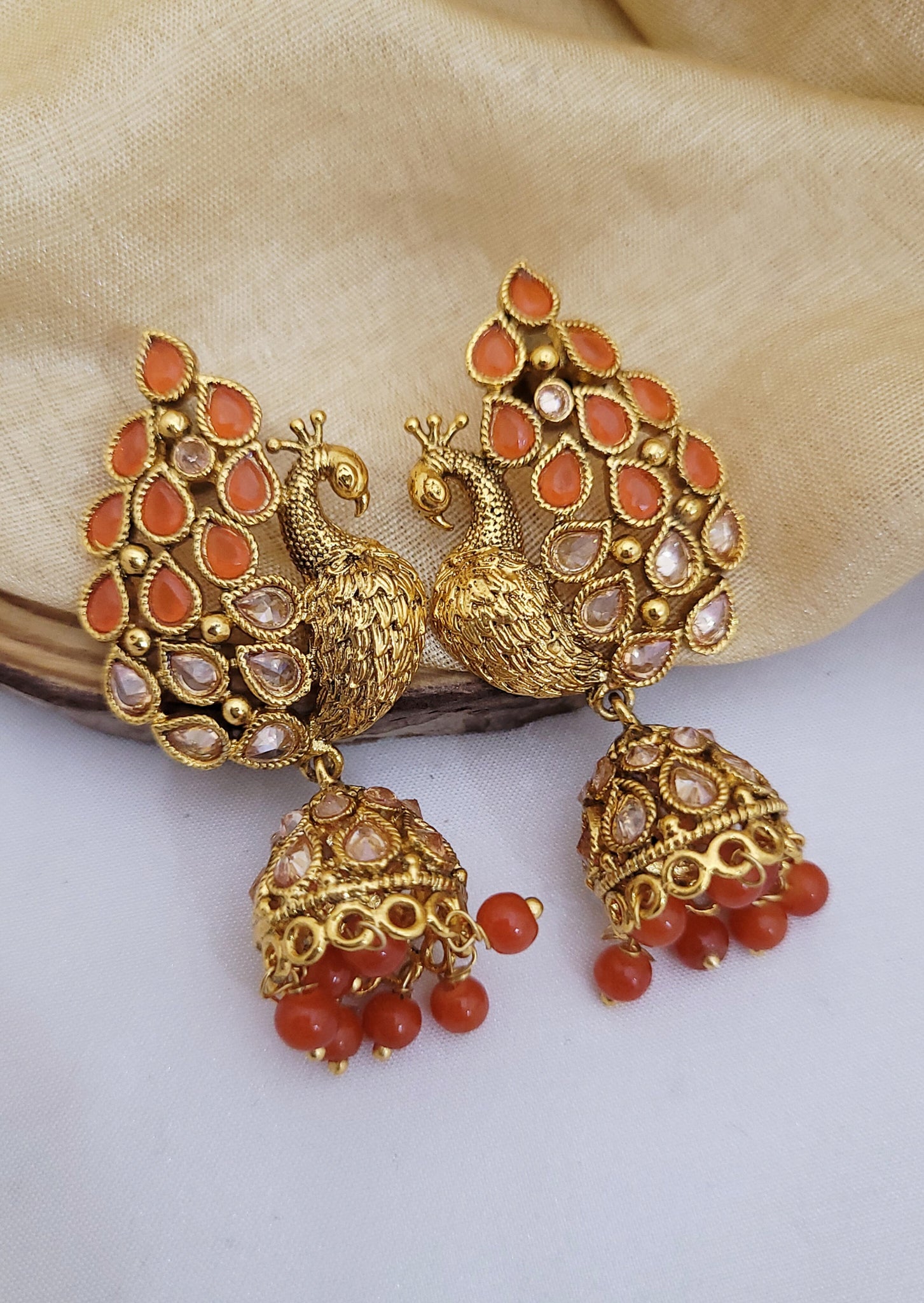 Peacock Orange Earings