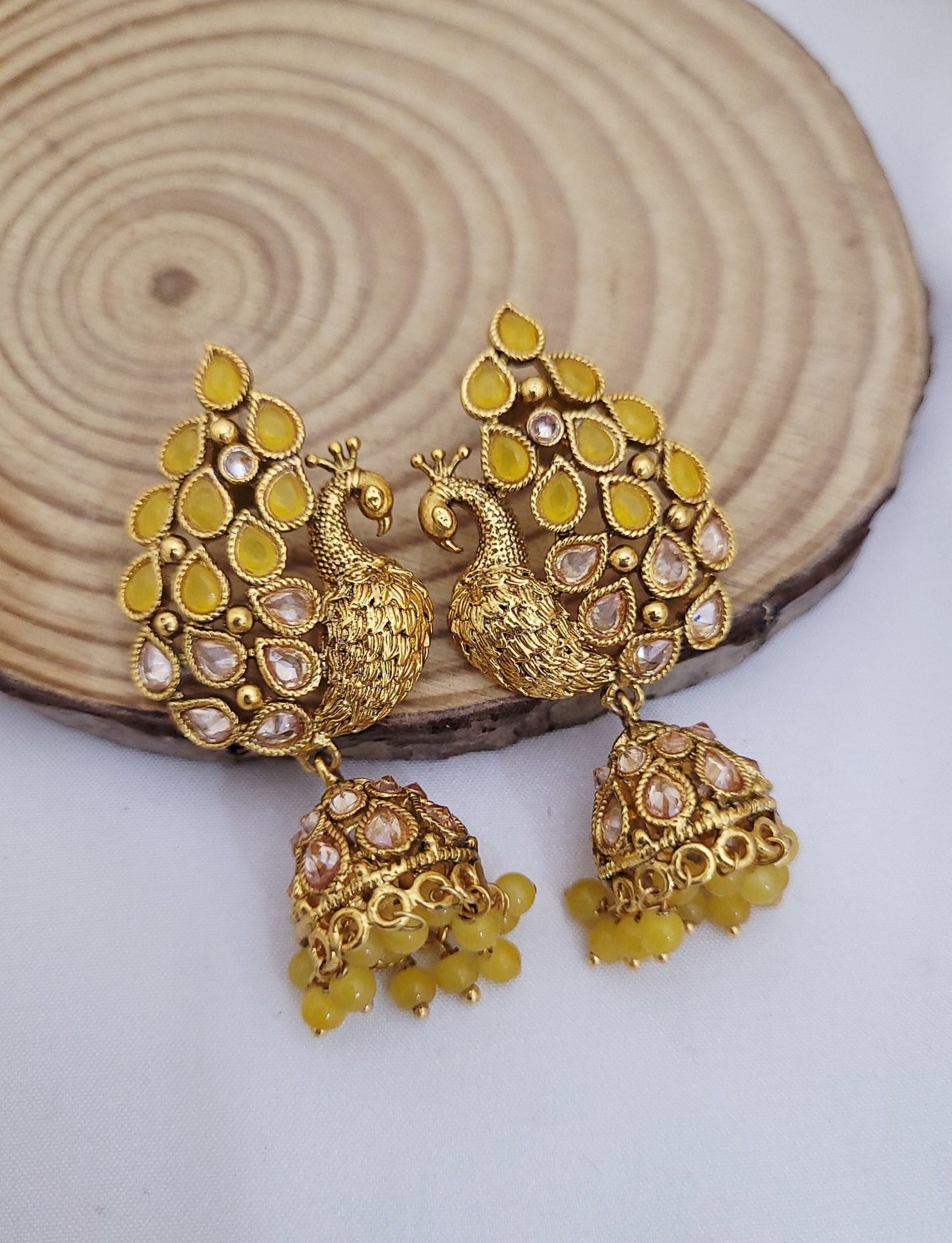 Golden Peacock Earings