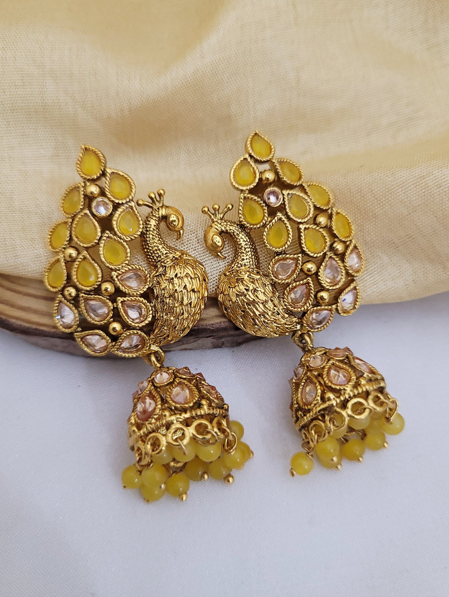 Golden Peacock Earings