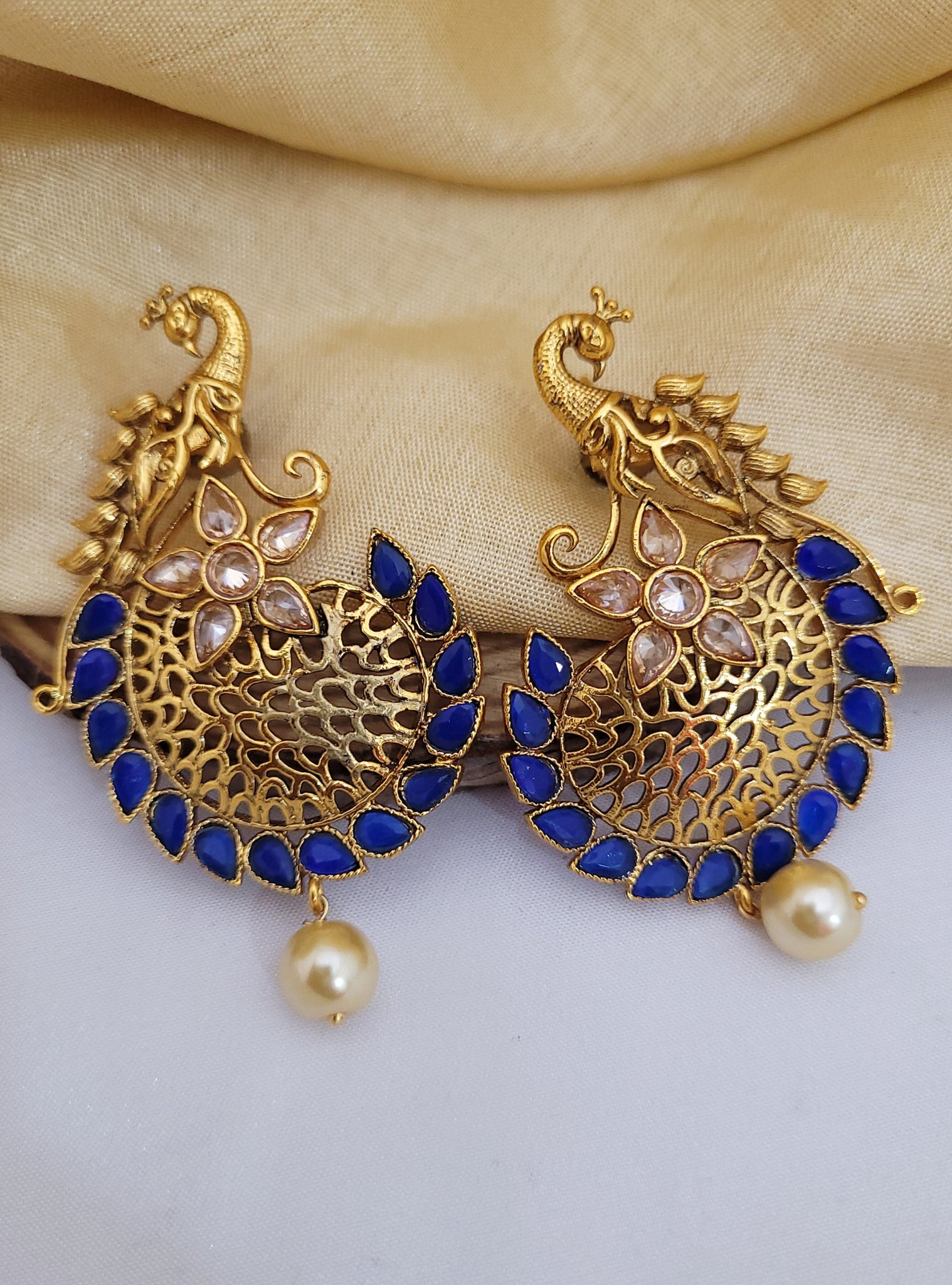 Peacock Blue Earings