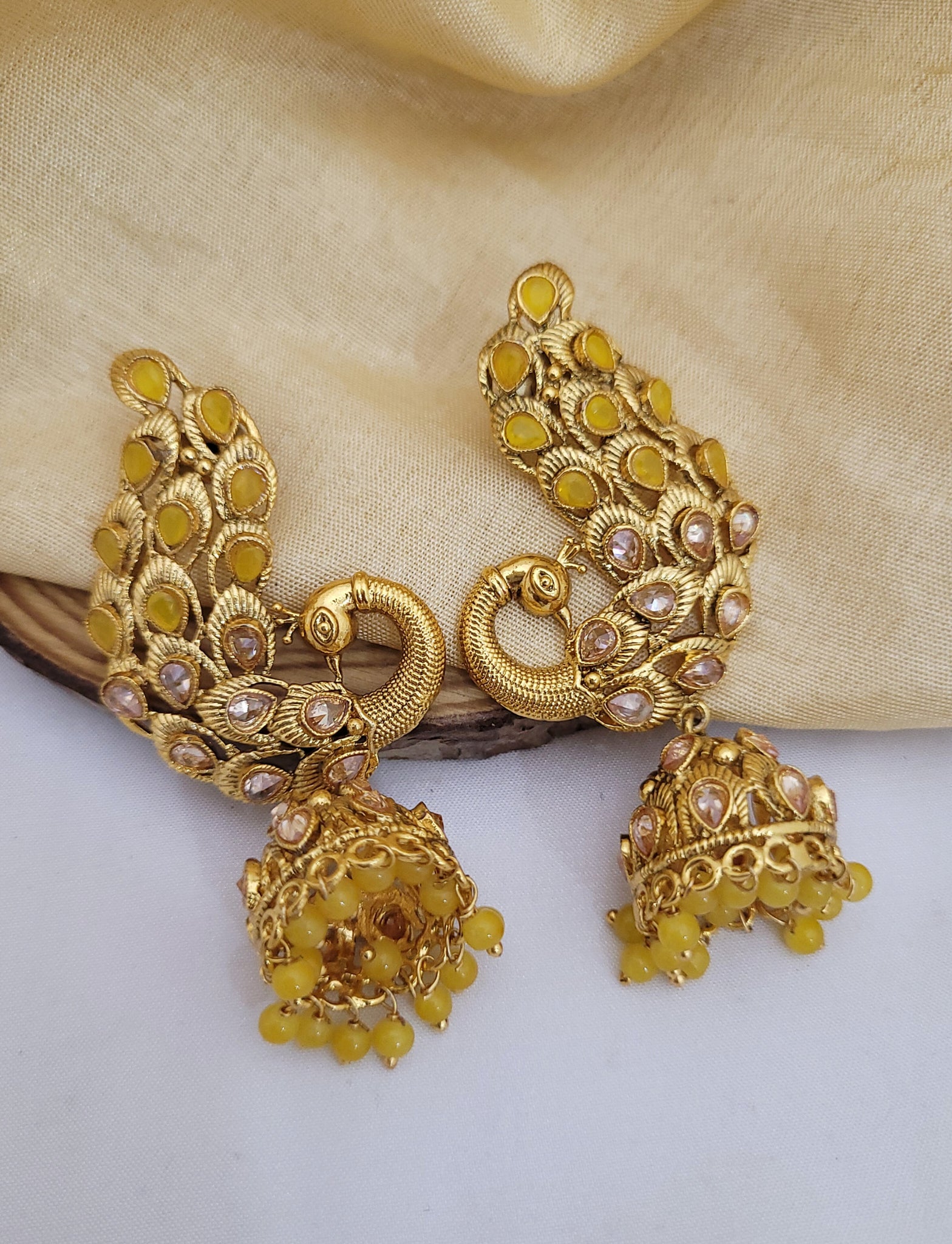 Golden Peacock Earings