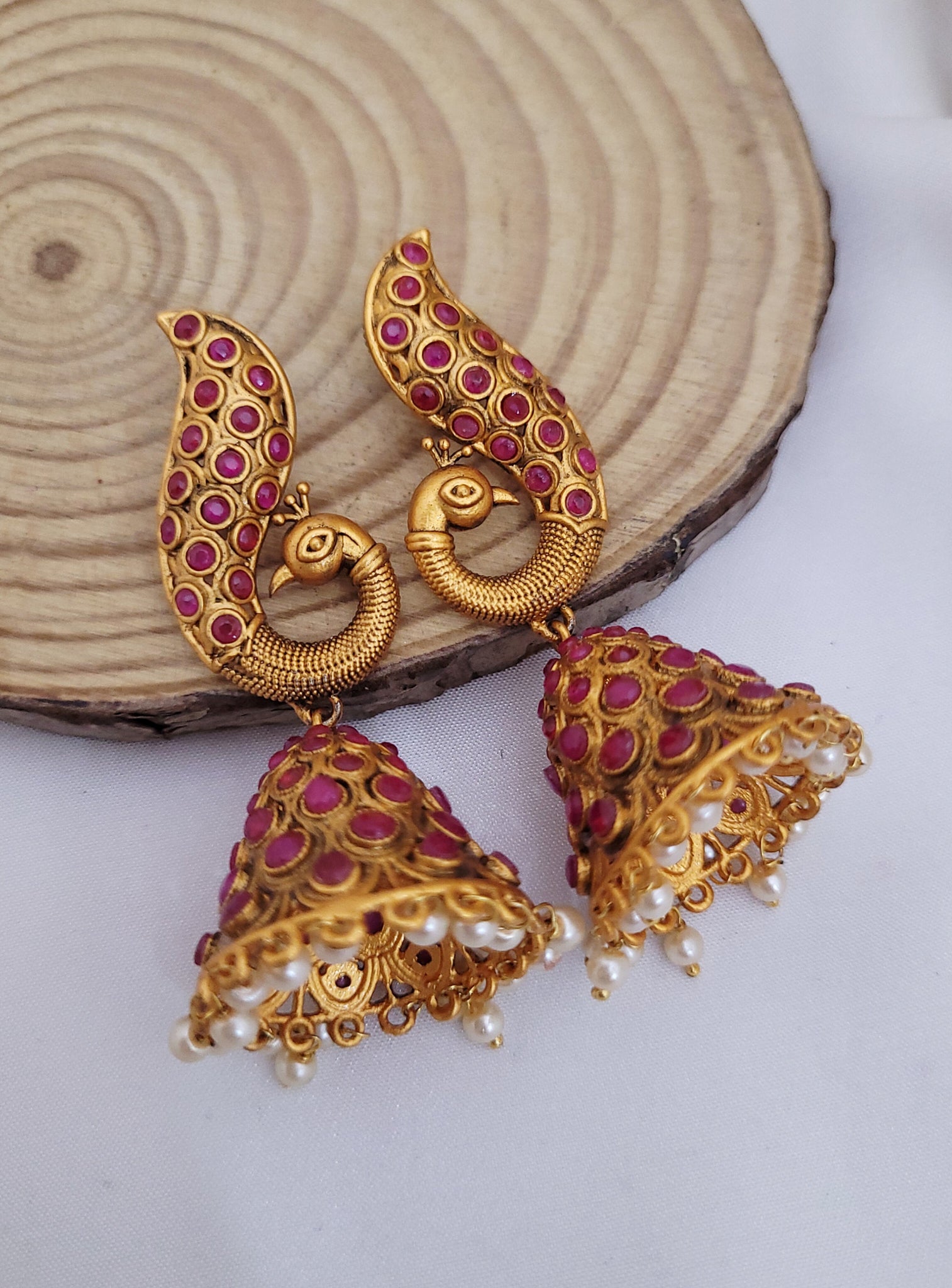 Peacock Ruby Earings