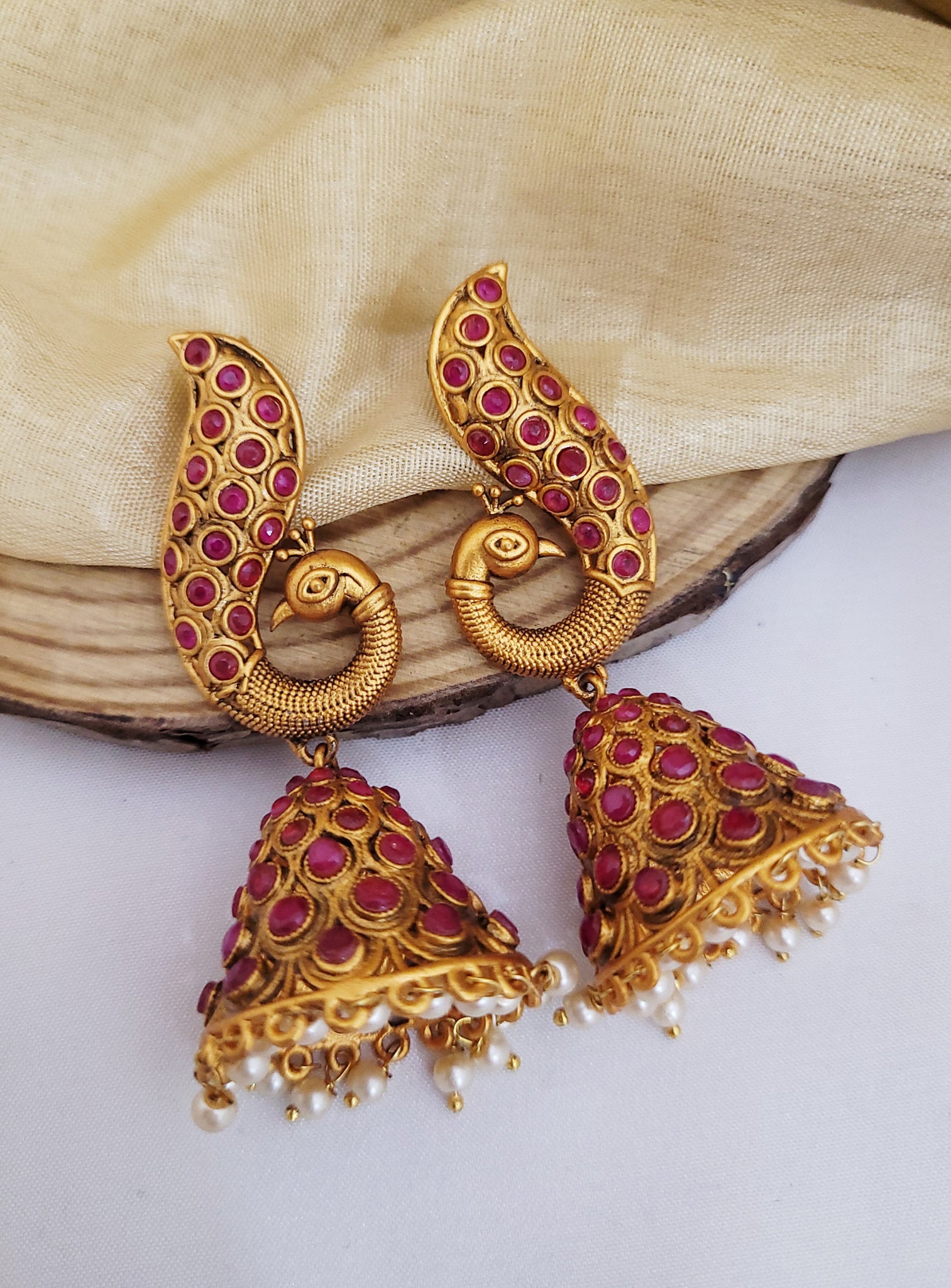 Peacock Ruby Earings