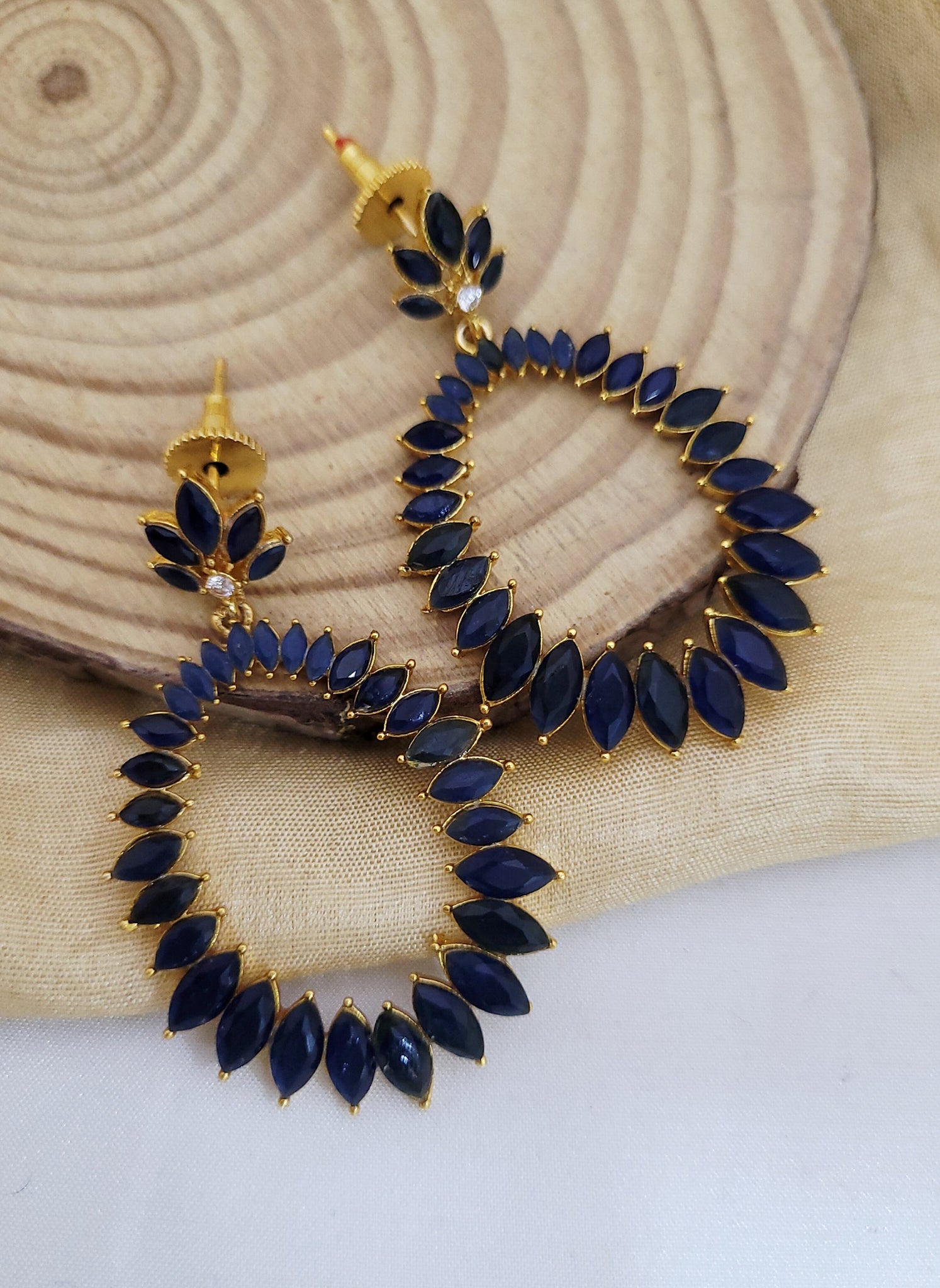 Blue Stone Golden Earings